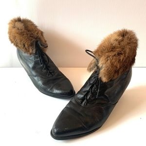 Christian Franchet Fur Trim Bootie - Size 12